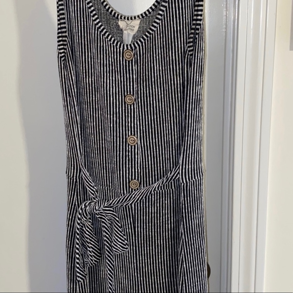 Caution To The Wind Jumpsuit Black White Stripe Soft